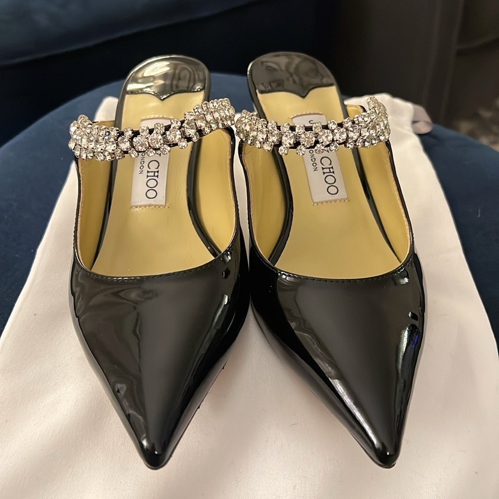 Jimmy Choo Bing black patent heel